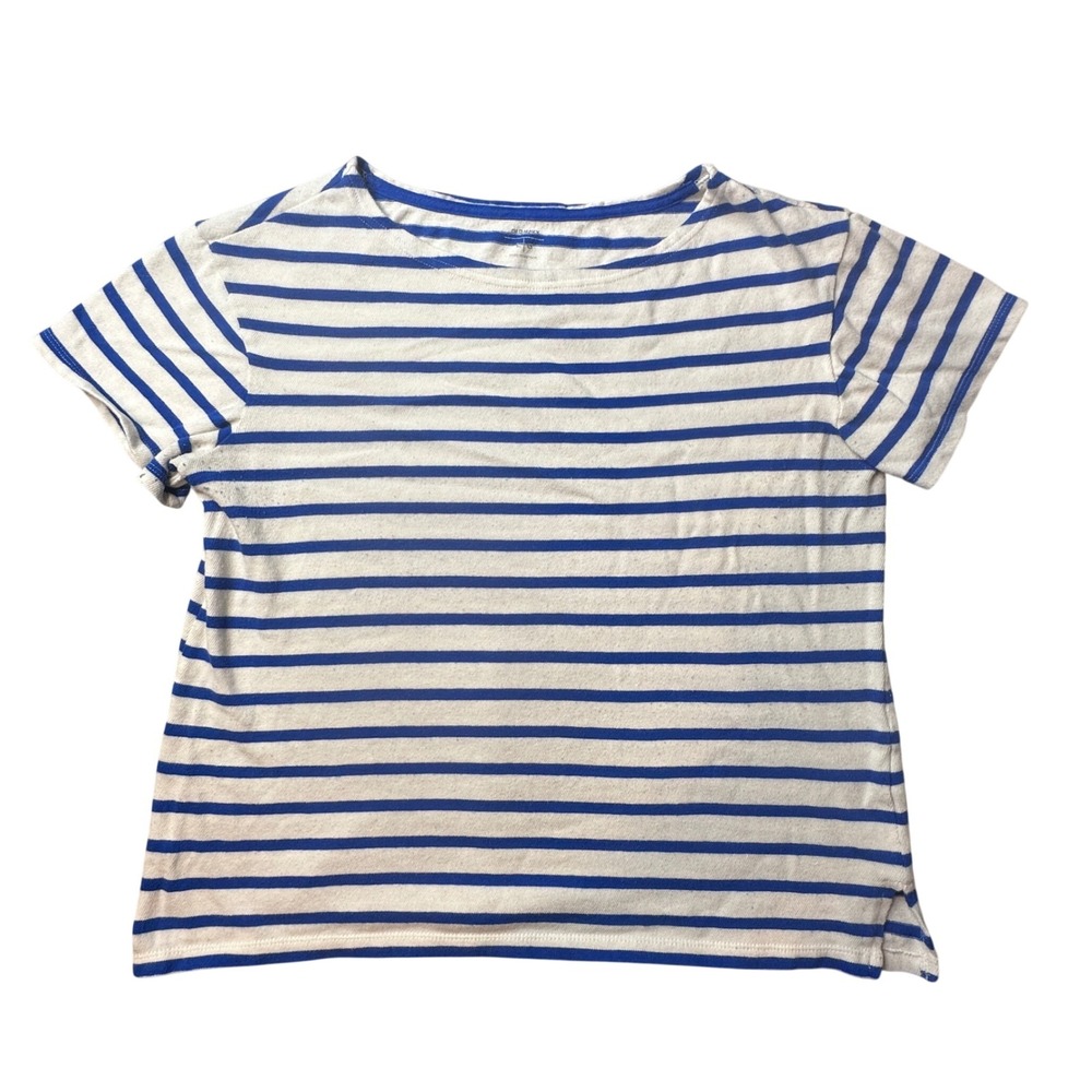 Old Navy T-Shirt Womens L Blue SS Mariner Tee Stripe S/201977-04 Cotton Nautical